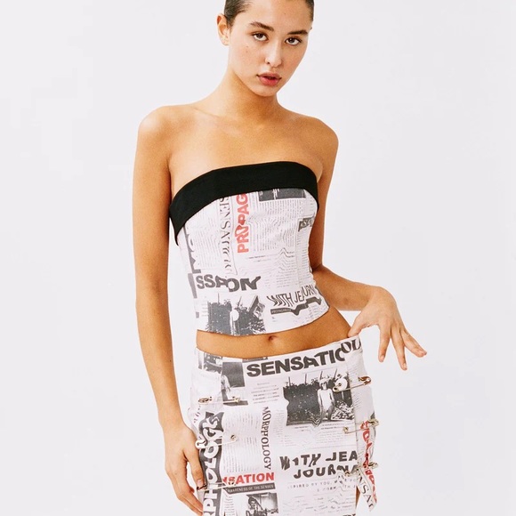 With Jean newspaper Safety Mini Skirt | Read All About It - Picture 3 of 7